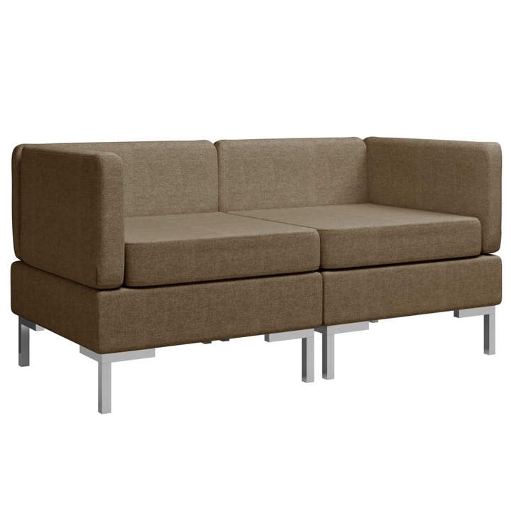 Модулен ъглов диван с възглавници vidaXL, 2 броя, кафяв текстил, 130х65х65 см