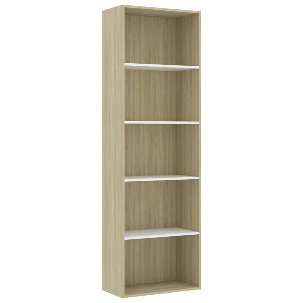 Biblioteca vidaXL, PAL/Stejar Sonoma, 60x30x189 cm, Alb/Stejar