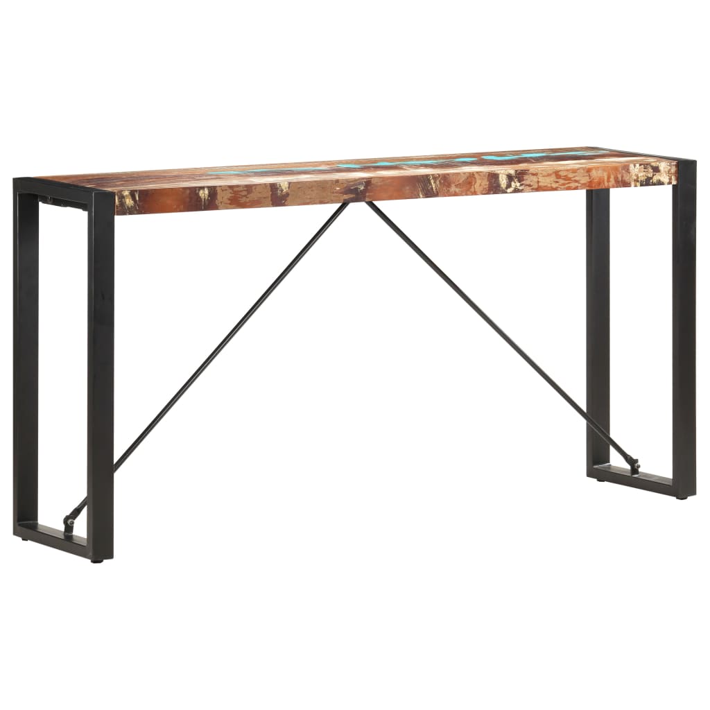 Masa consola vidaXL, Lemn reciclat/Otel, 150 x 35 x 76 cm, Maro