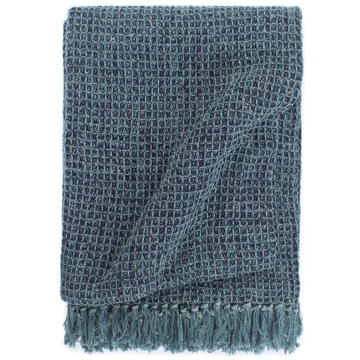 Декоративно одеяло vidaXL, индигово синьо, памук, 125х150 см