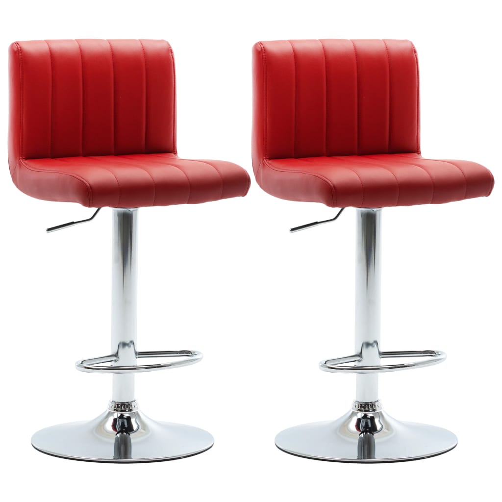 Set 2 scaune de bar, vidaXL, Piele ecologica/Otel, 40,5 x 48 x (88 - 109) cm, Grena