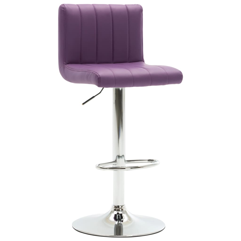 Scaun de bar, vidaXL, Piele ecologica/Otel, 40,5 x 48 x (88 - 109) cm, Mov