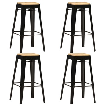 Set scaune de bar, 4 buc negru, lemn masiv de mango 286132 39 x 39 x 75 cm Set scaune de bar, 4 buc negru, lemn masiv de mango 286132 39 x 39 x 75 cm