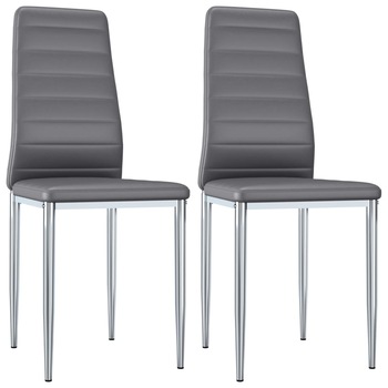 Set scaune de bucatarie, 2 buc gri, piele ecologica 248280 Set scaune de bucatarie, 2 buc gri, piele ecologica 248280