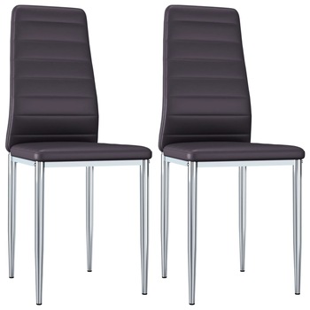 Set scaune de bucatarie, 2 buc, maro, piele ecologica 248283 Set scaune de bucatarie, 2 buc, maro, piele ecologica 248283