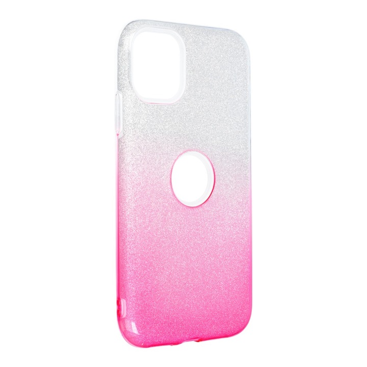 Forcell Shining szilikon hátlapvédő telefontok - iPhone 11 ( 6,1" ), átlátszó-rózsaszín