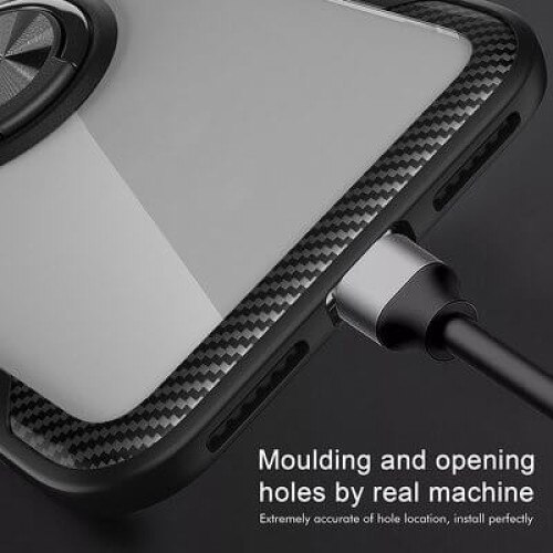 Husa Huawei P30 Lite, Cabon Clear, Suport, Ring / Inel,