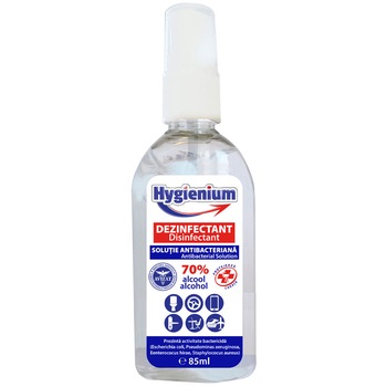 Solutie dezinfectanta pentru maini Hygienium, efect antibacterian, 85 ml Solutie dezinfectanta pentru maini Hygienium, efect antibacterian, 85 ml