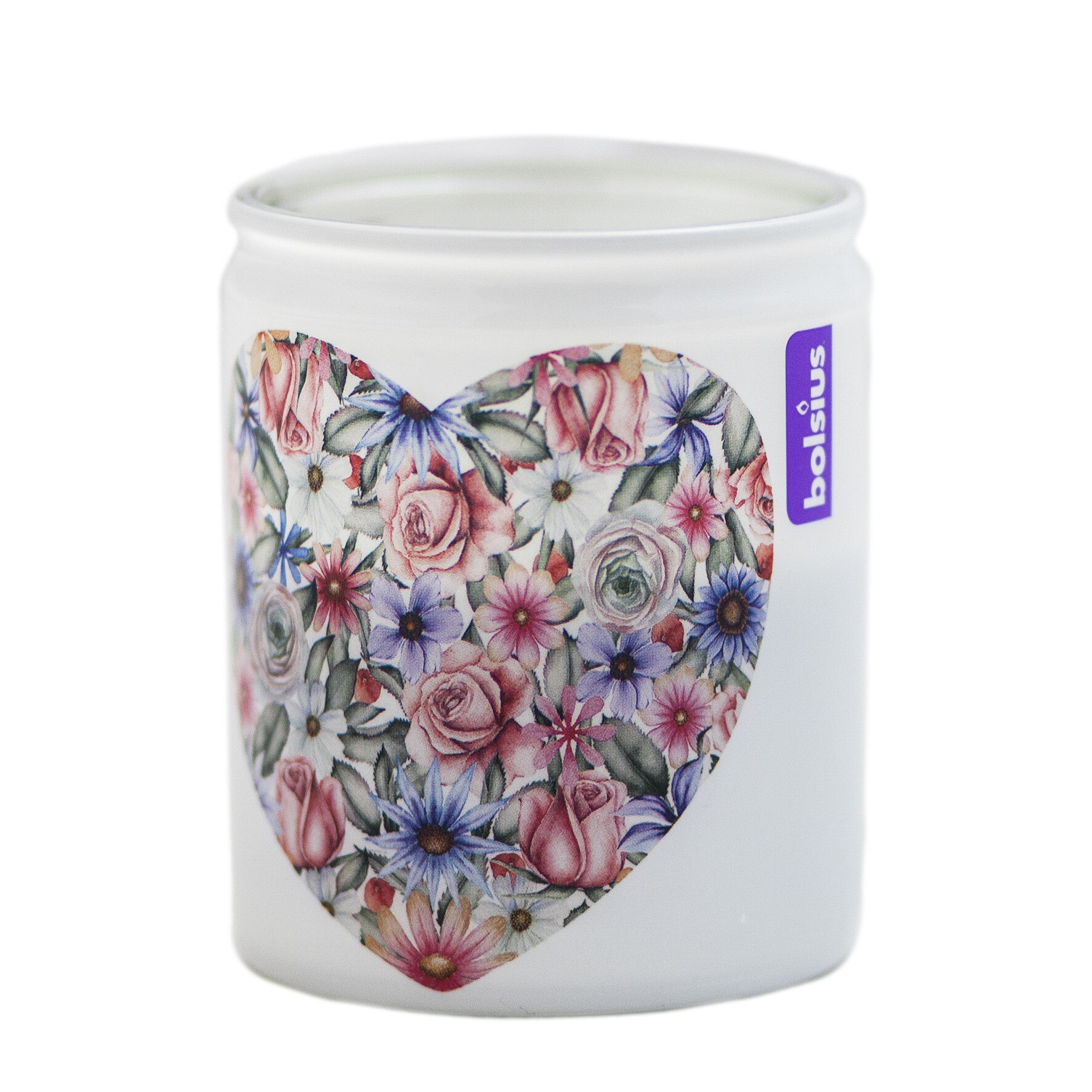 Lumanare parfumata 82/68 inima alba cu flori LPP-SUM830INA