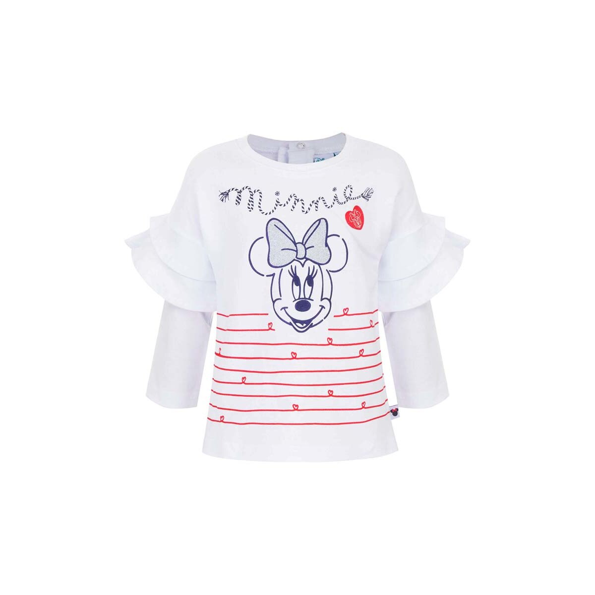 Bluza pentru fetite, Minnie Mouse, cu volanase si inimioara, Lovely, alb