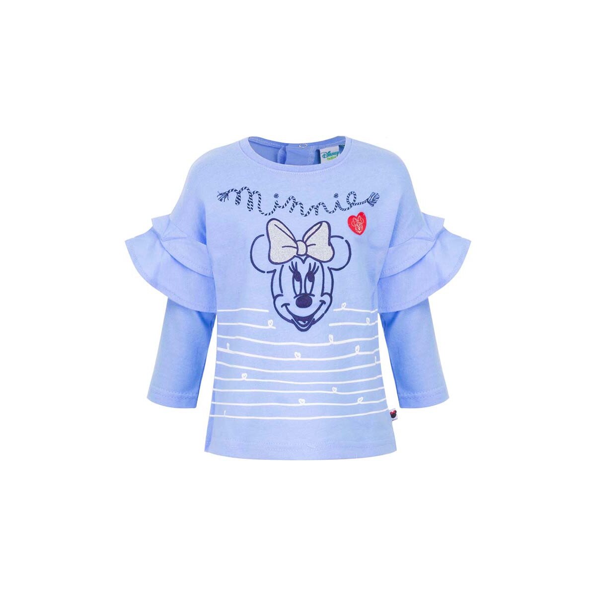 Bluza pentru fetite, Minnie Mouse, cu volanase si inimioara, Lovely, albastru