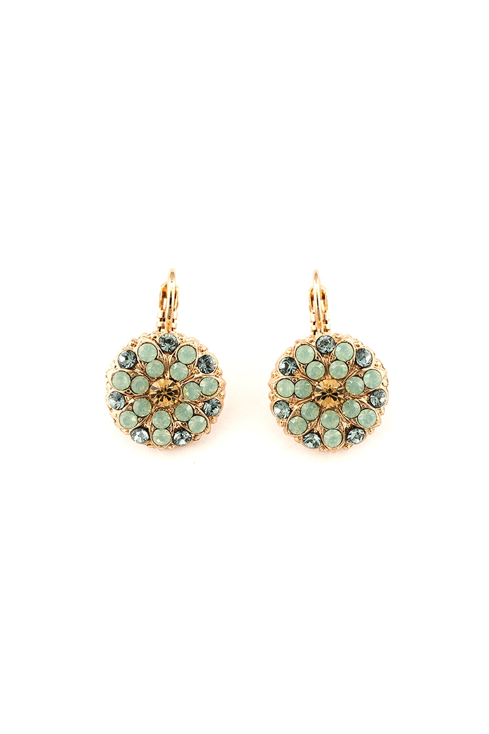 Roxannes - Mariana Jewellery, Cercei placati cu aur si cu cristale, Auriu/Verde