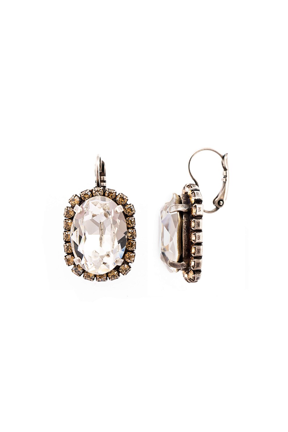 Roxannes - Mariana Jewellery, Cercei placati cu argint 925 si cu cristale, Maro nisip