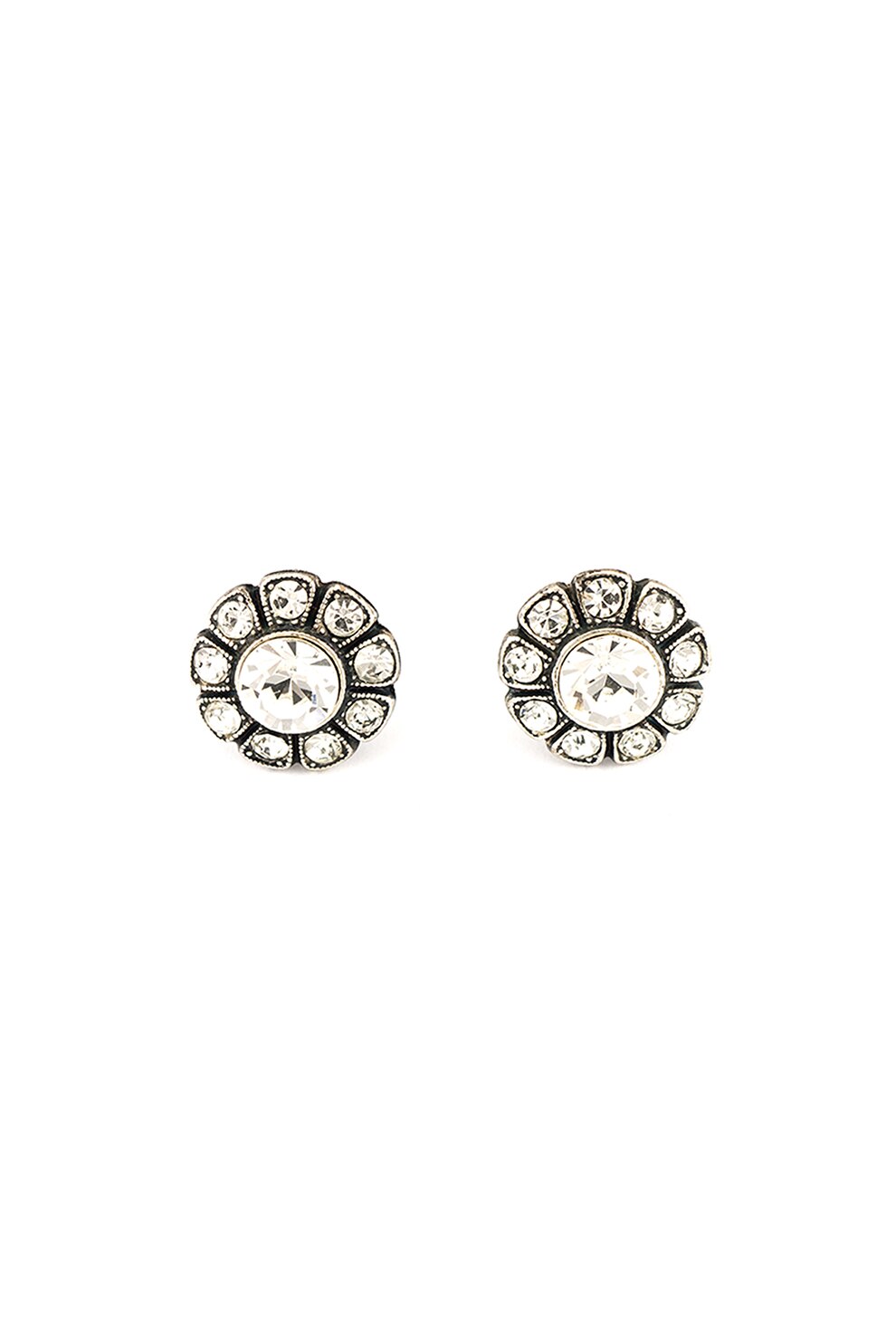 Roxannes - Mariana Jewellery, Cercei cu tija placati cu argint 925 si cu cristale , Argintiu/Alb transparent