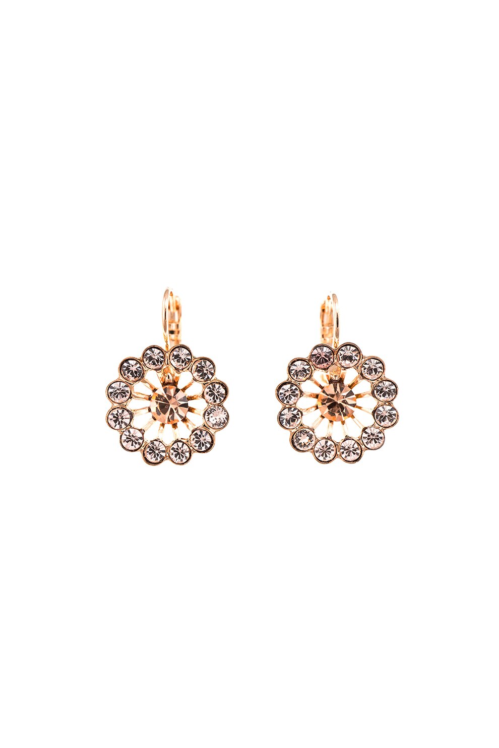 Roxannes - Mariana Jewellery, Cercei placati cu aur rose de 24K si cu cristale , Auriu