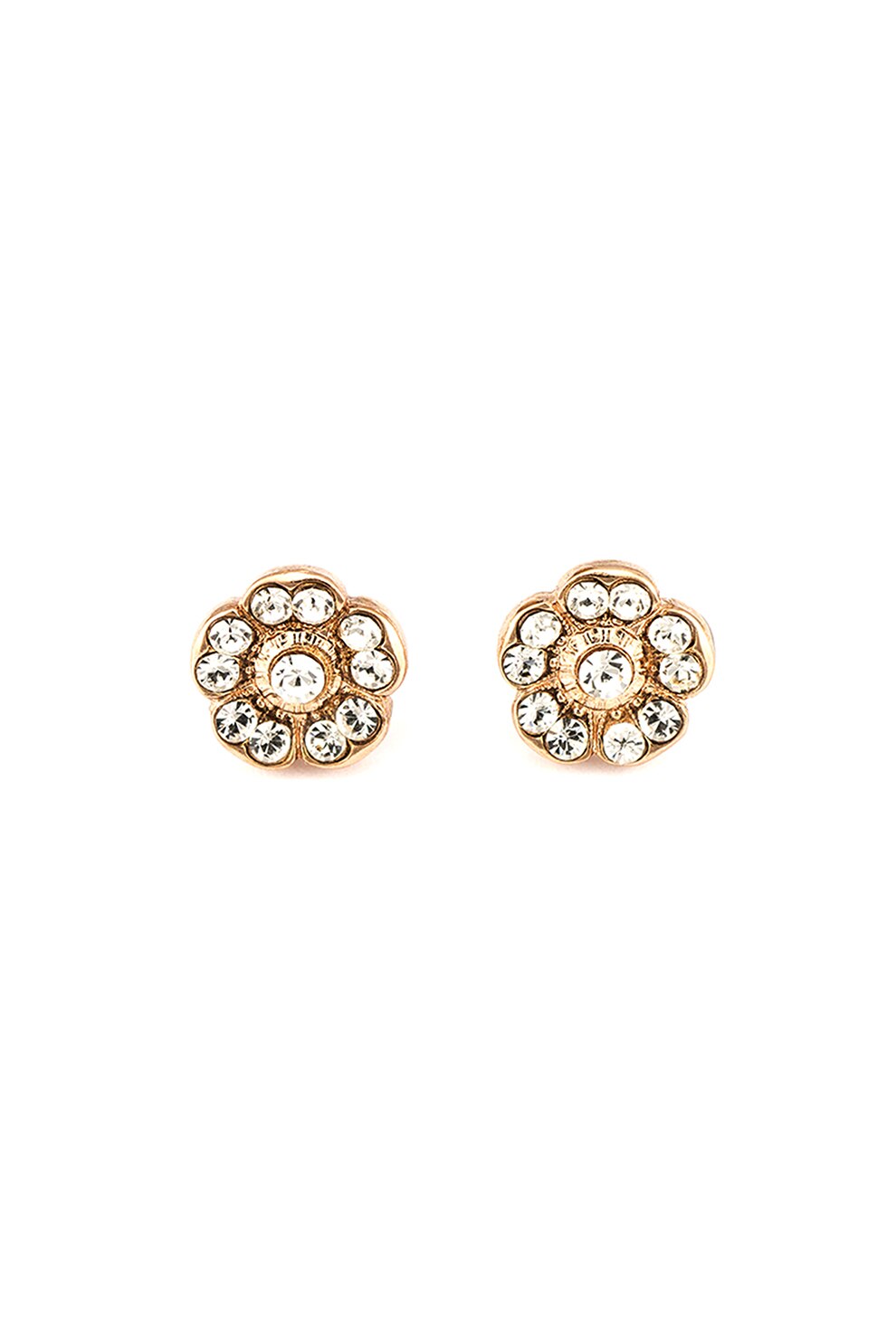 Roxannes - Mariana Jewellery, Cercei cu tija placati cu aur rose de 24K si cu cristale , Auriu/Transparent