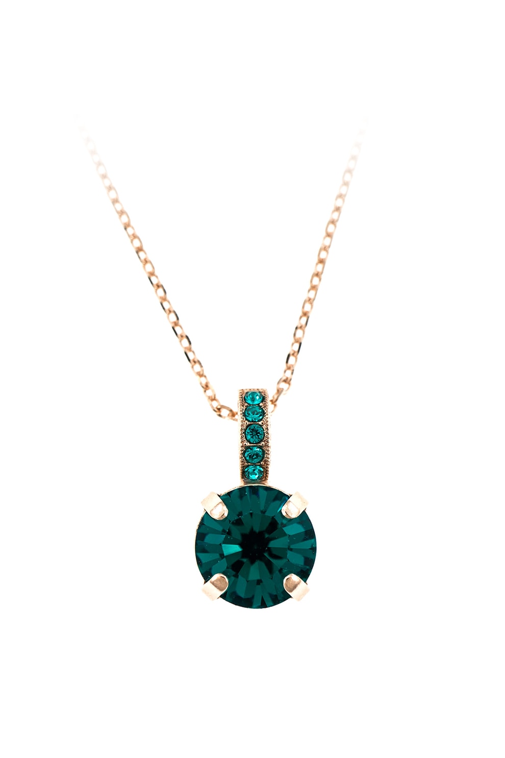 Roxannes - Mariana Jewellery, Colier cu placaj de aur rose de 24K si cristale Swarovsky, Auriu rose/Verde