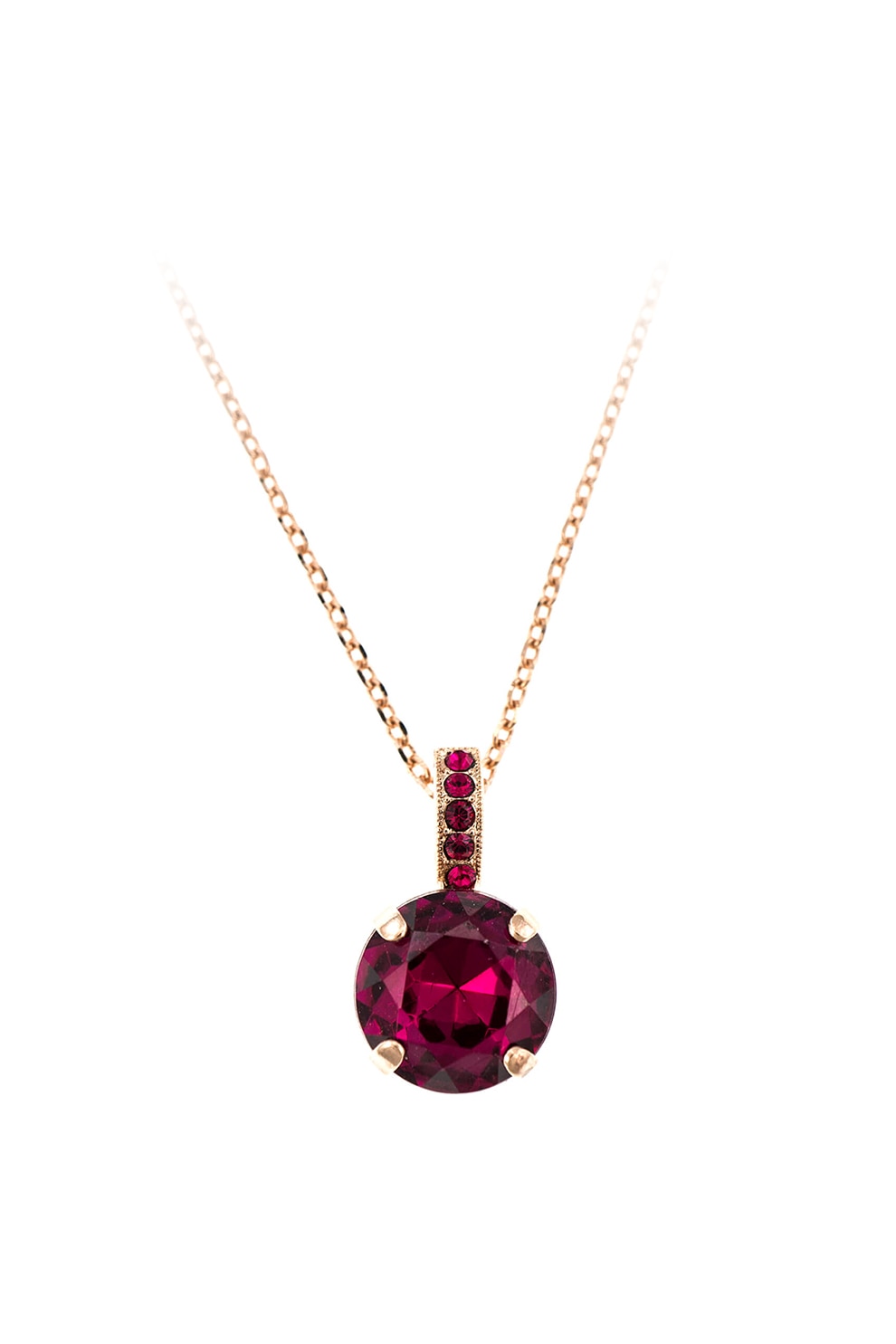Roxannes - Mariana Jewellery, Colier cu placaj de aur rose de 24K si cristale Swarovsky, Auriu/Rosu Bordeaux