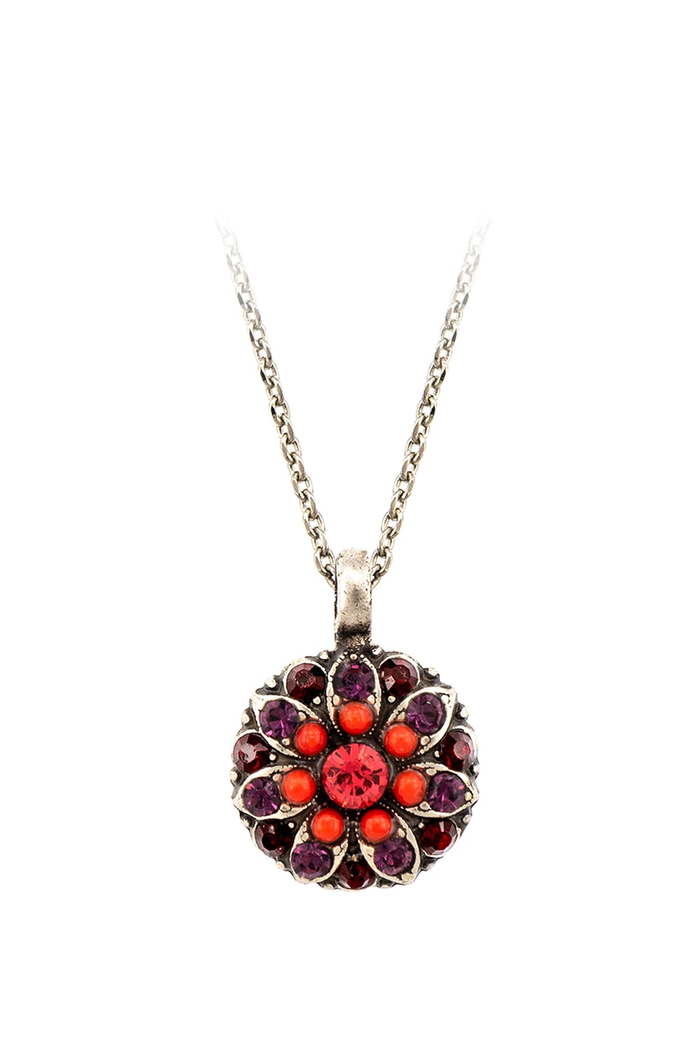 Roxannes - Mariana Jewellery, Cercei cu placaj de argint 925 si cristale , Argintiu/Violet/Rosu