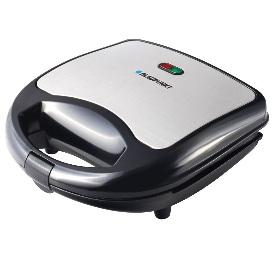 Sandwich Maker Blaupunkt TR625 cu Putere de 700 W, Strat anti-aderent, Reglare temperatura, Lumini indicatoare,Catarama cu clip pe maner,Element de incalzire,Culoare Negru/Argintiu