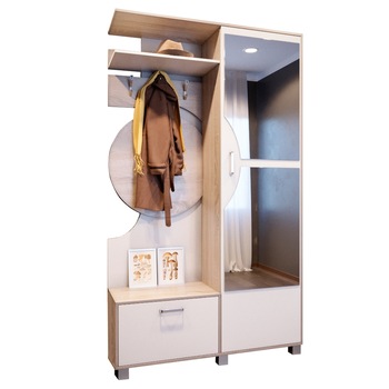 Cuier FIONA, 121x39x209cm, Sonoma/Alb Cuier FIONA, 121x39x209cm, Sonoma/Alb