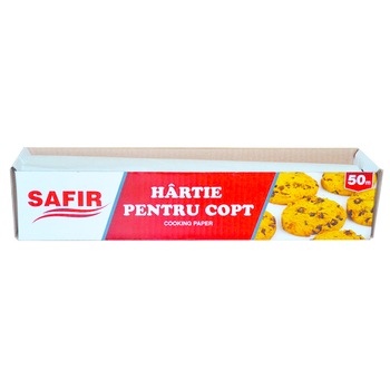 Hartie de copt, alba, siliconata, lata, SAFIR 38 cm x 50 m Hartie de copt, alba, siliconata, lata, SAFIR 38 cm x 50 m