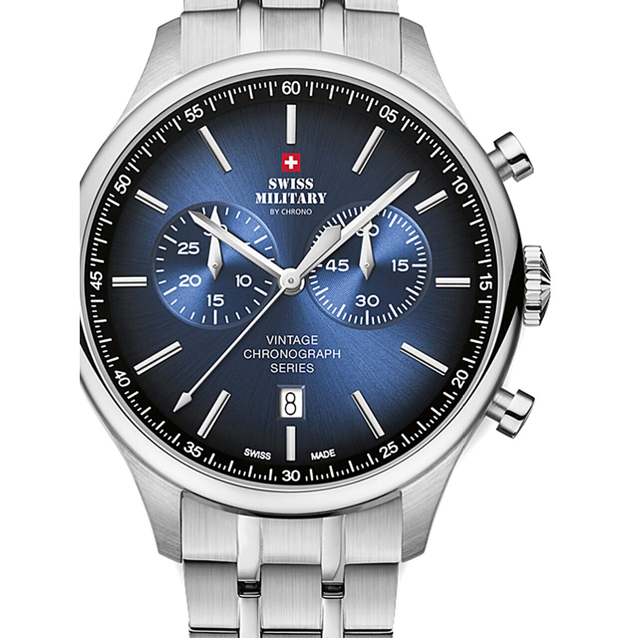 Ceas barbatesc Swiss Military SM30192.07 Vintage, 42 mm, 10ATM, Argintiu