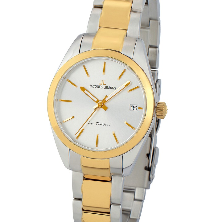 Ceas de dama Jacques Lemans 1-2084F La Passion, 30mm, 10ATM, Auriu
