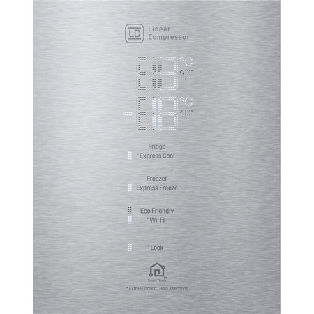 Combina frigorifica LG GBF569NSAZB, 451 l, NoFrost, Clasa A++, Doorcooling+, WiFi, Dozator apa, H 185 cm, Inox