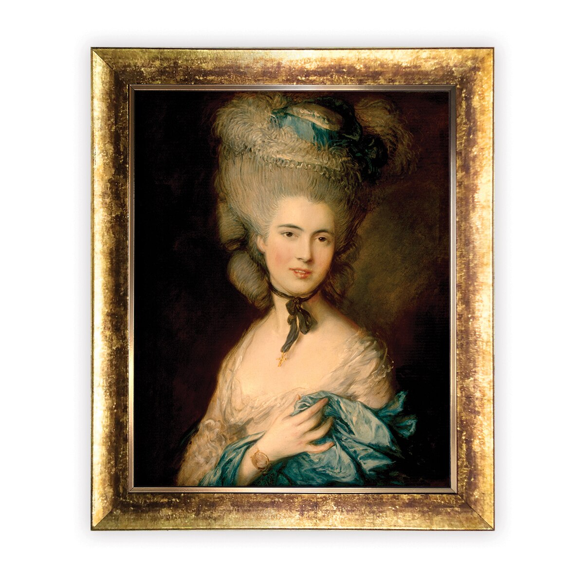 Tablou Inramat - Gainsborough - A woman in blue, Rama Auriu, 40 x 50 cm