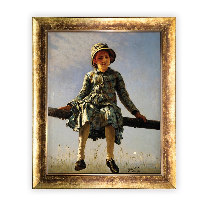 Картина в рамка - Иля Репин - Дъщеря на художници, златна рамка, 40 x 50 см