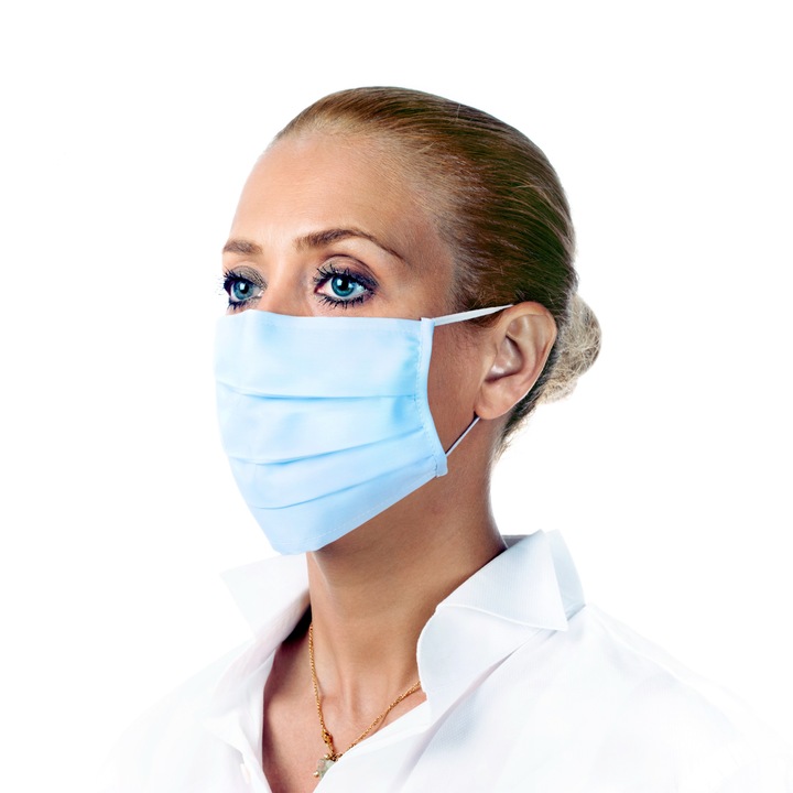 Set 10 bucati masti protectie reutilizabile bleu, 2 straturi 100% bumbac