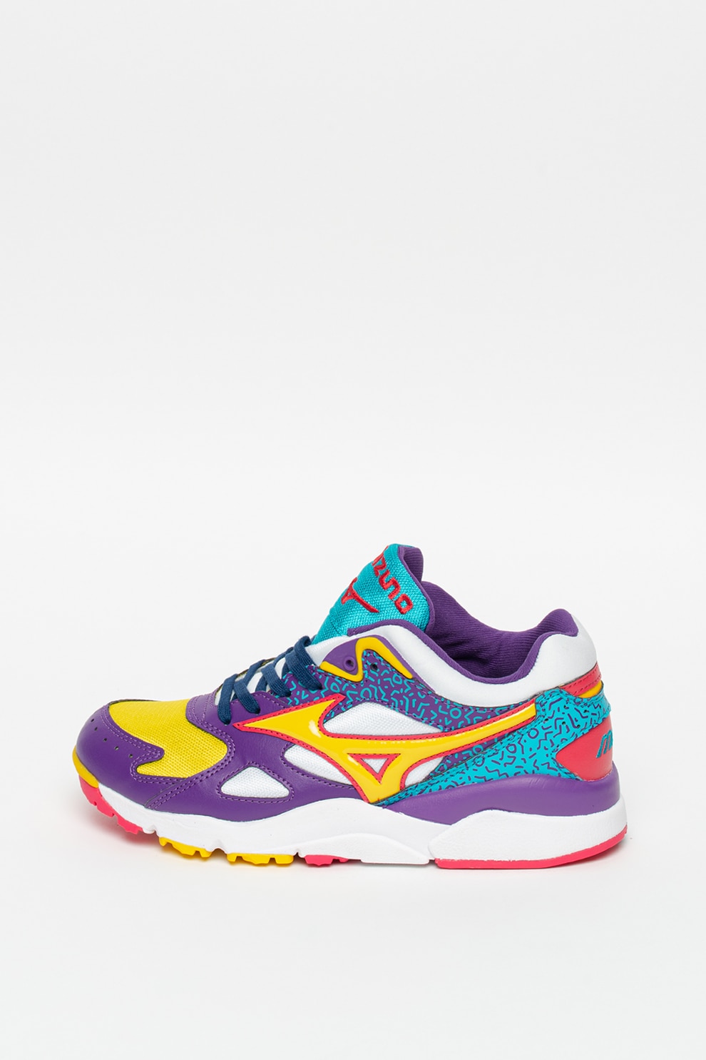 Mizuno, Pantofi sport cu design colorblock Sky Medal Fresh 90's, Alb/Violet/Galben, 5