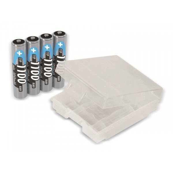 Acumulatori AAA, 1100 mAh, Ni-Mh- Ansmann, 4 buc / set + cutie depozitare plastic