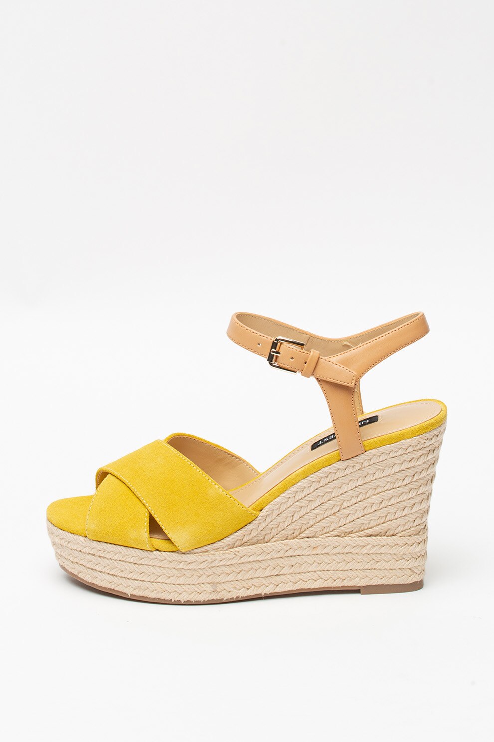 NINE WEST, Espadrile wedge de piele intoarsa si piele ecologica Dane
