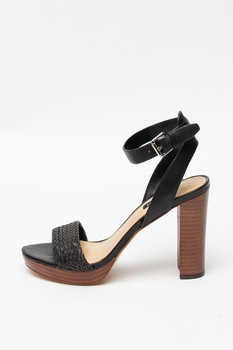 NINE WEST, Sandale cu toc masiv Deluxe, Negru, 7.5 NINE WEST, Sandale cu toc masiv Deluxe, Negru, 7.5