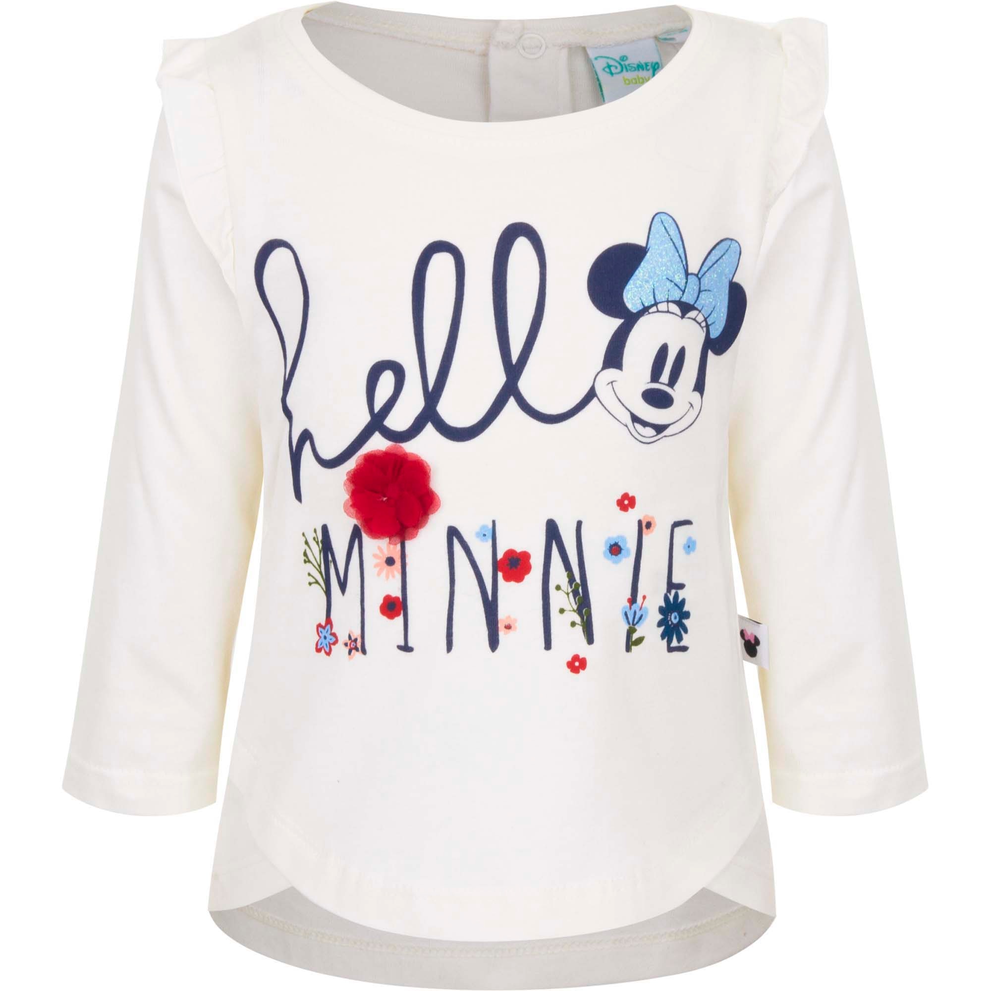 Bluza pentru fetite, Minnie Mouse, cu volanase, Hello, alb
