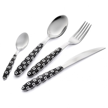 Set tacam Jaquard Negru 24 piese Set tacam Jaquard Negru 24 piese