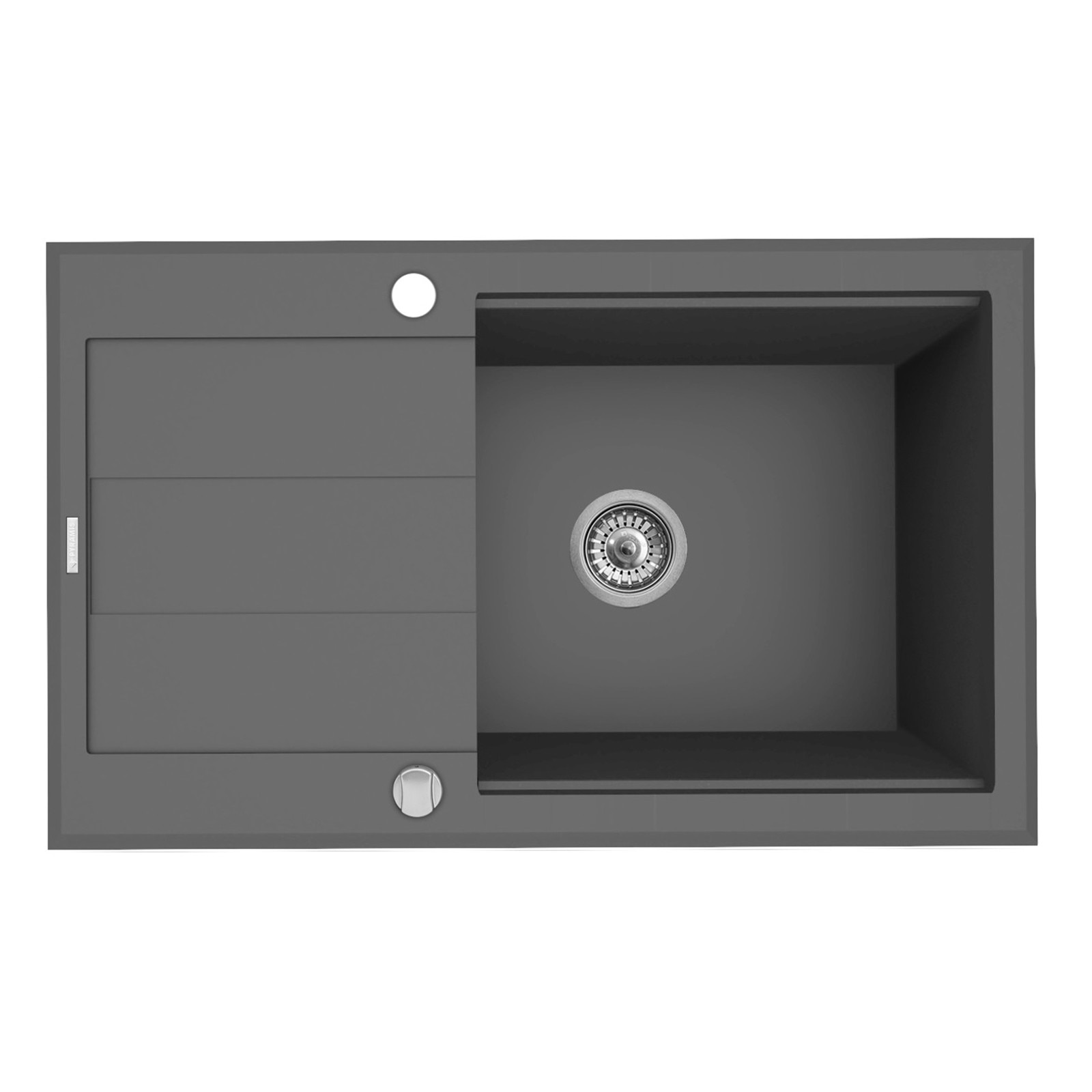 Chiuveta bucatarie Pyramis SPARTA PLUS LUX 780x480, adancime 180mm, reversibila, cuva in 2 trepte, Pyragranite gri