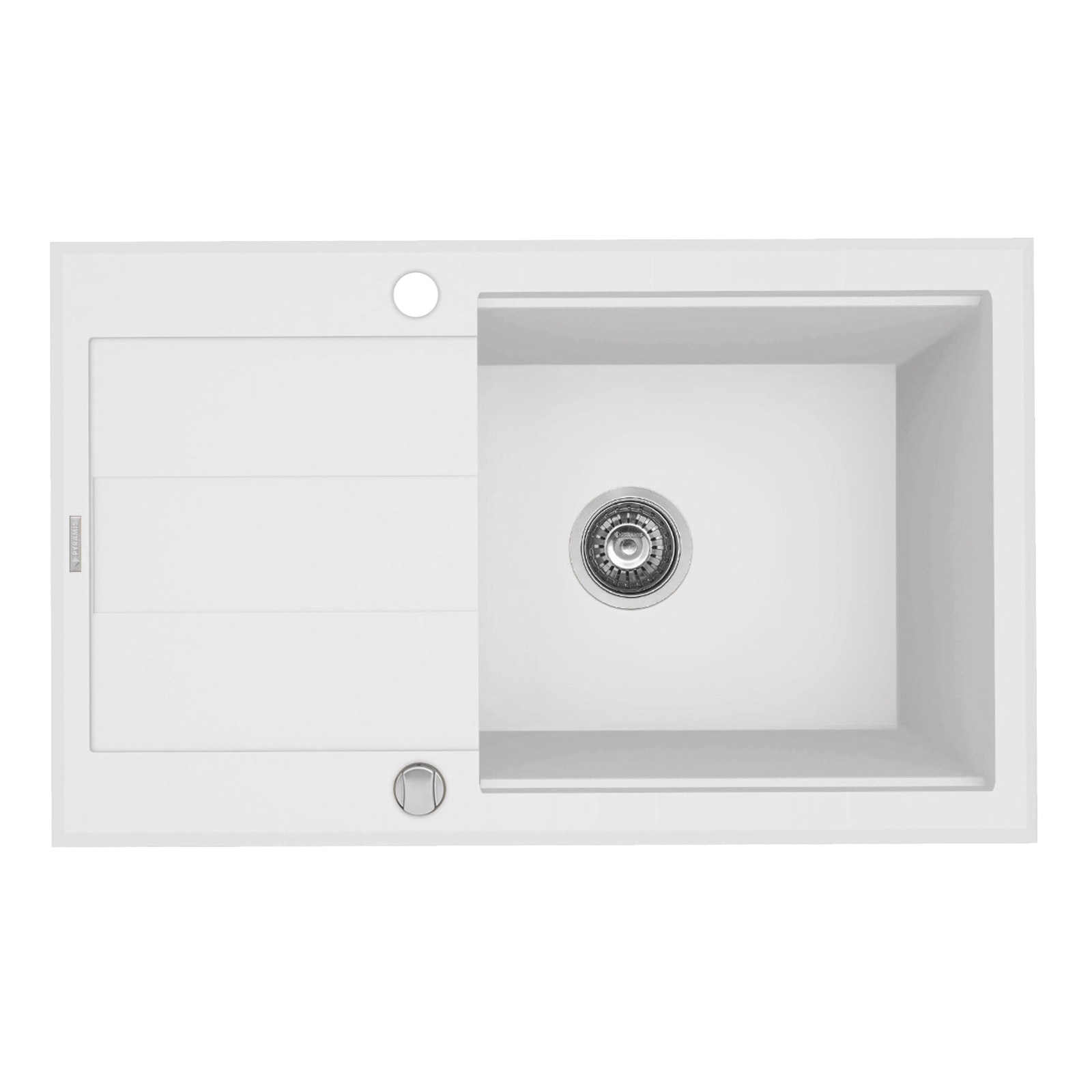 Chiuveta bucatarie Pyramis SPARTA PLUS LUX 780x480, adancime 180mm, reversibila, cuva in 2 trepte, Pyragranite alb