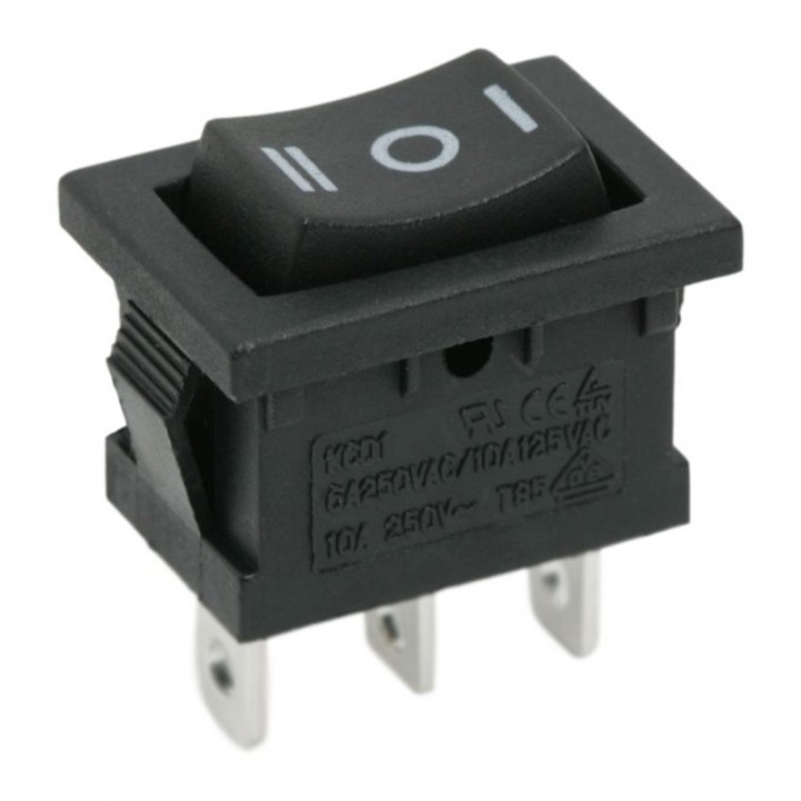 Комплект от 5 броя Тумблер 1 верига, 6A, 250V, ON-OFF-ON, маркировка IO-II