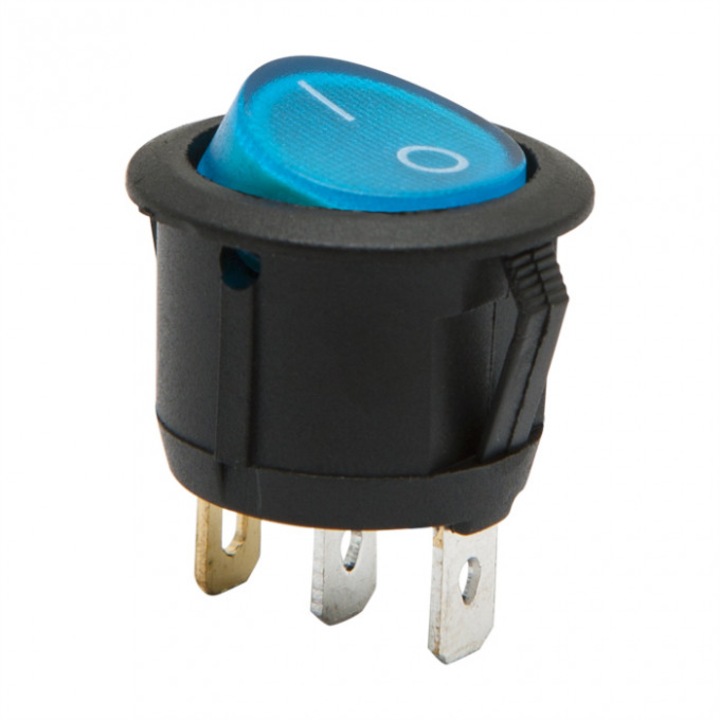 Комплект от 5 броя Тумблер 1 верига, 6A, 250V, ON-OFF, синя светлина