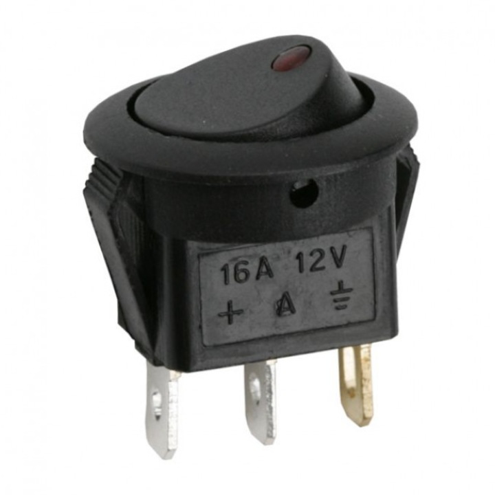 Комплект от 5 превключвателя, 1 верига, 16A, 12VDC, OFF-ON, с червен светодиод