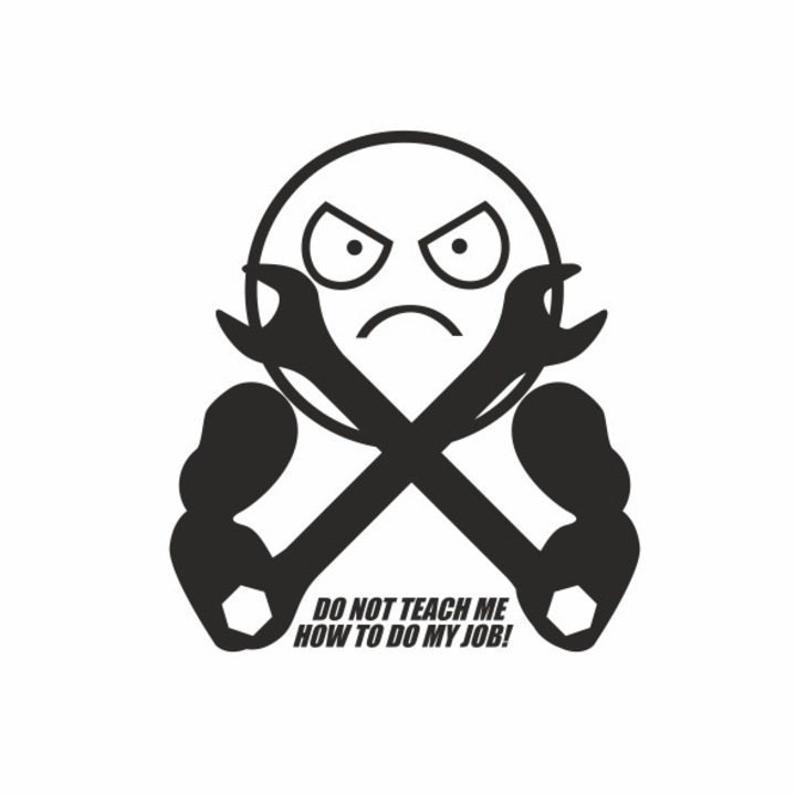 Priti Global JDM, Tuning Autómatrica, "do not teach me how to do my job" (ne mondd meg hogy végezzem a munkám) felirat, 20 cm, fekete
