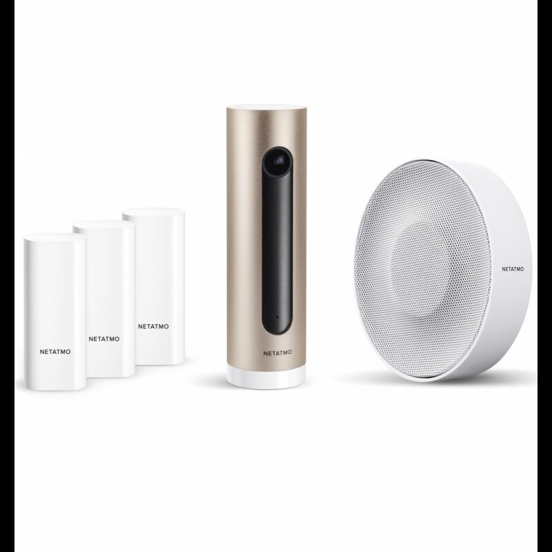 Sistem complet de supraveghere cu alarma Netatmo Welcome, Camera smart de interior, Sirena, 3 Senzori de miscare, Control Wi-Fi, Compatibil cu iOS si Android