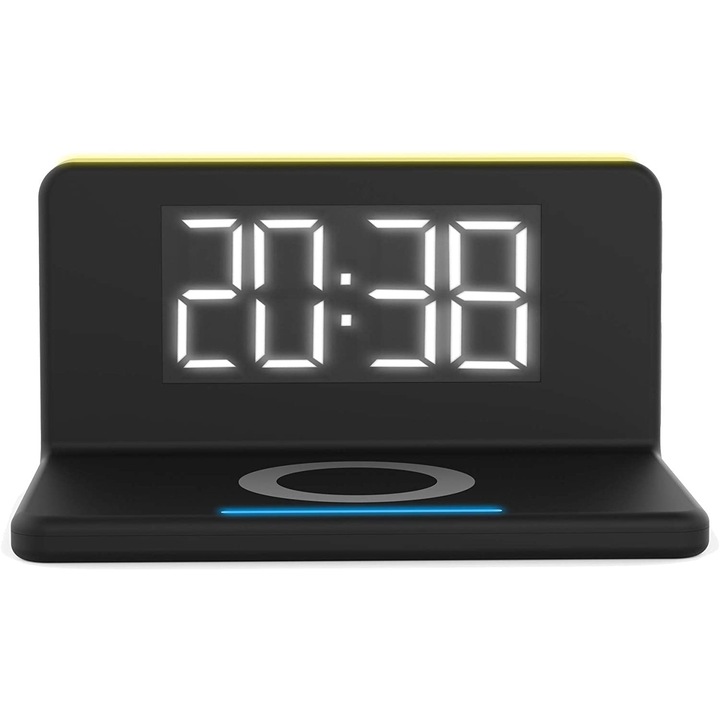 Incarcator wireless fast charge TerraTec ChargeAir clock, negru