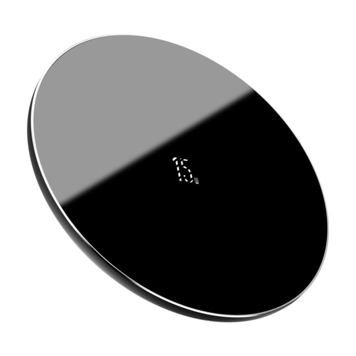 Baseus vezeték nélküli töltőpad + Type-C kábel, 15W / 2A, fekete, Baseus Simple WXJK-B01