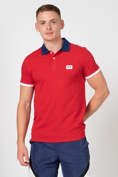 Karl Lagerfeld, Tricou polo de casa, cu aplicatie logo discreta, Rosu Karl Lagerfeld, Tricou polo de casa, cu aplicatie logo discreta, Rosu