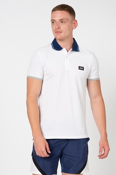 Karl Lagerfeld, Tricou polo de casa, cu aplicatie logo discreta, Alb Karl Lagerfeld, Tricou polo de casa, cu aplicatie logo discreta, Alb