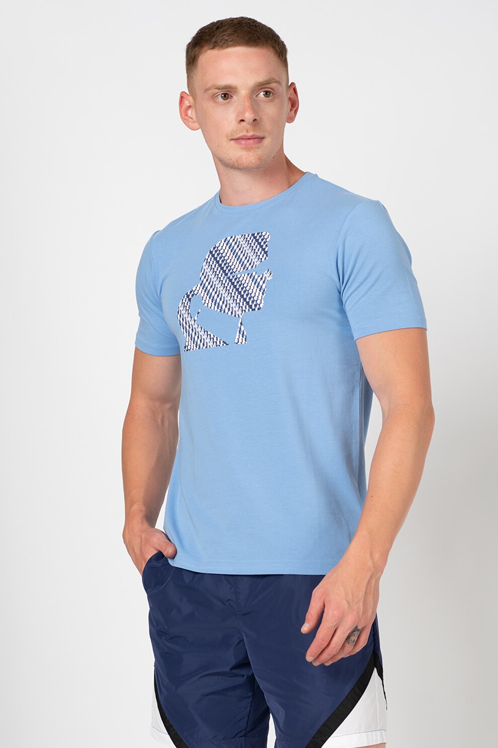 Karl Lagerfeld, Tricou regular fit cu model logo, Bleu